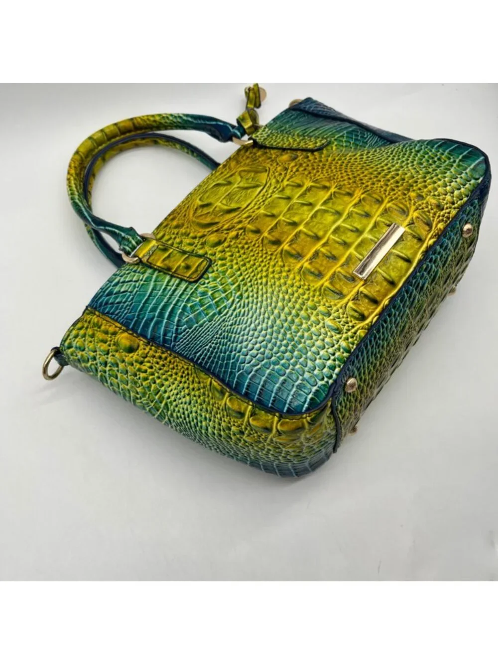 Unbranded Multi-Colored Faux Croc-Embossed Satchel Bag